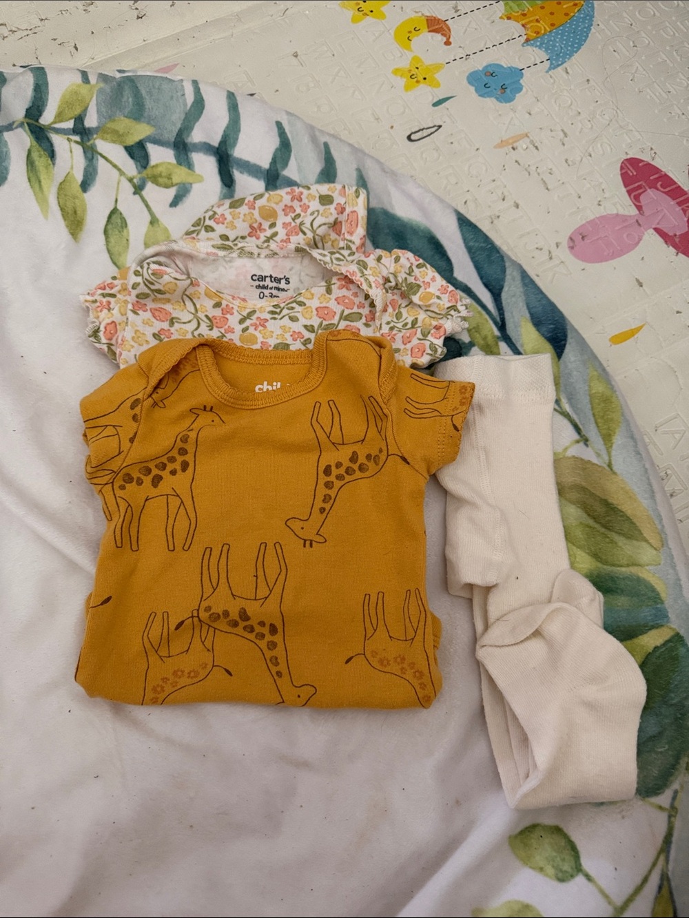 child of mine Mustard Yellow Giraffe Print Bodysuit